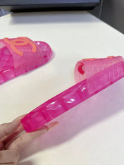 CHANEL 26S SLIDES IN DARK PINK PVC