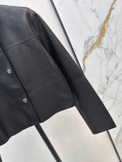 HERMES 25S STAND-COLLAR LEATHER JACKET 454