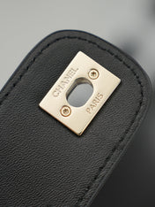 CHANEL 25S SHOULDER BAG 32 IN BLACK RAFFIA AND CALFSKIN GOLD HARDWARE
