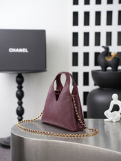 CHANEL 26S SHOPPING BAG MEDIUM 23 IN BURGUNDY RED LAMBSKIN GOLD HARDWARE