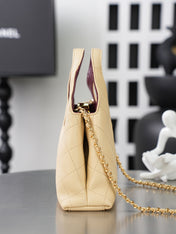 CHANEL 26S SHOPPING BAG MEDIUM 23 IN LIGHT BEIGE LAMBSKIN GOLD HARDWARE