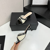 CC HIGH HEEL 25S 50 MM IN WHITE AND LIGHT BEIGE RAFFIA WITH CRYSTALS