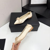CC BALLET FLATS 25S IN LIGHT BEIGE SATIN WITH BOW
