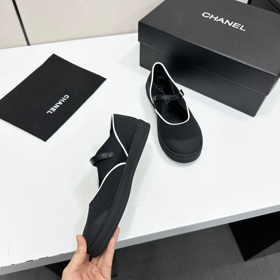 CHANEL 26S MARY JANE SNEAKERS IN BLACK FABRIC