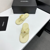 CHANEL 26S THONG SANDALS IN LIGHT YELLOW LAMBSKIN