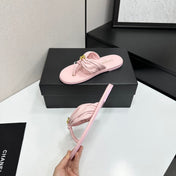 CHANEL 26S THONG SANDALS IN LIGHT PINK LAMBSKIN