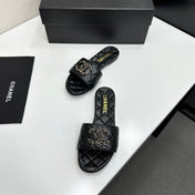 CHANEL 26S SANDALS IN BLACK QUILTED LEATHER