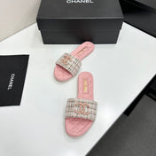 CHANEL 26S SANDALS IN PINK LAMBSKIN AND WHITE TWEED