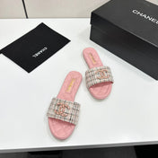 CHANEL 26S SANDALS IN PINK LAMBSKIN AND WHITE TWEED