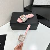 CHANEL 26S SANDALS IN PINK LAMBSKIN AND WHITE TWEED