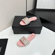 CHANEL 26S SANDALS IN PINK LAMBSKIN AND WHITE TWEED