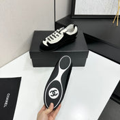 CHANEL SNEAKERS METIERS D-ART 26S IN  BLACK AND WHITE SUEDE MIXED FIBERS