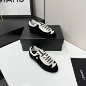 CHANEL SNEAKERS METIERS D-ART 26S IN  BLACK AND WHITE SUEDE MIXED FIBERS