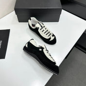 CHANEL SNEAKERS METIERS D-ART 26S IN  BLACK AND WHITE SUEDE MIXED FIBERS