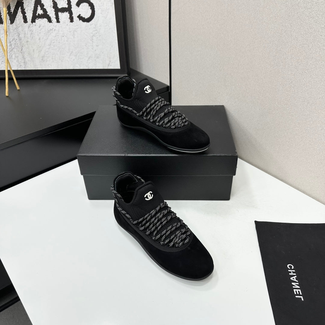 CHANEL 26S SNEAKERS IN BLACK SUEDE AND MESH