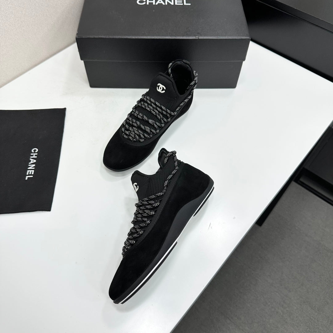 CHANEL 26S SNEAKERS IN BLACK SUEDE AND MESH