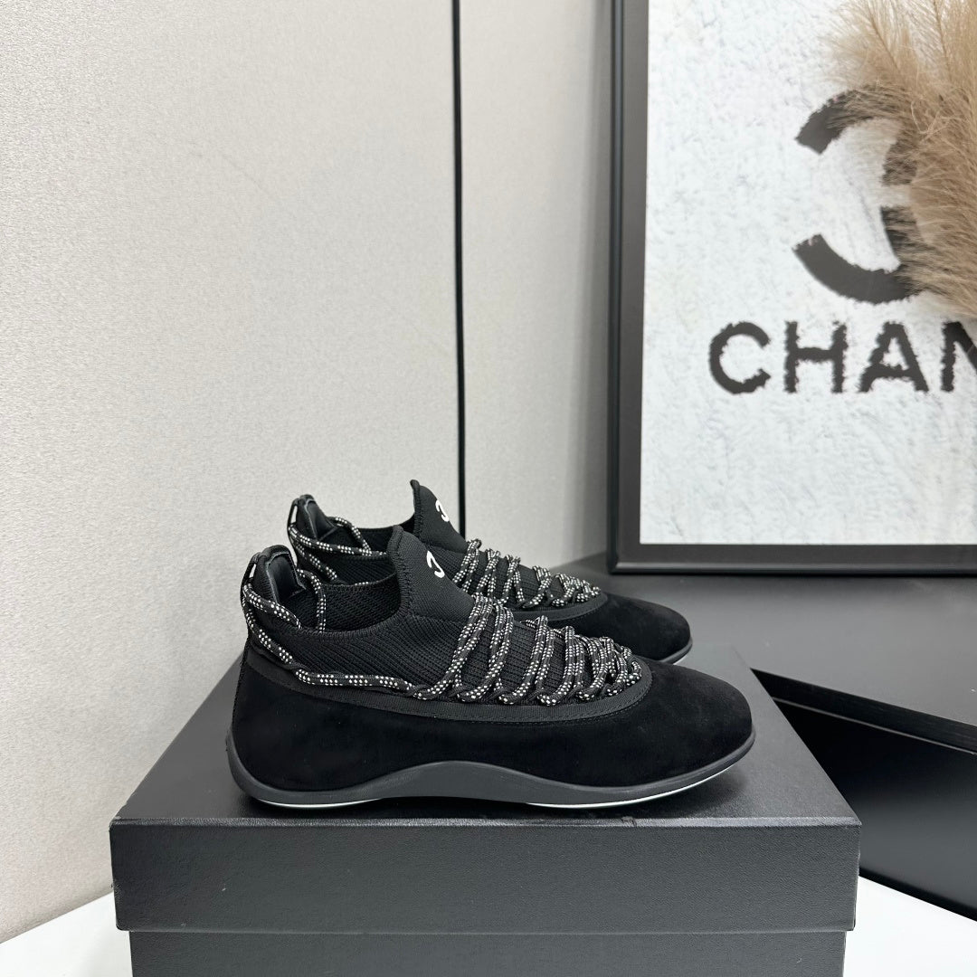 CHANEL 26S SNEAKERS IN BLACK SUEDE AND MESH