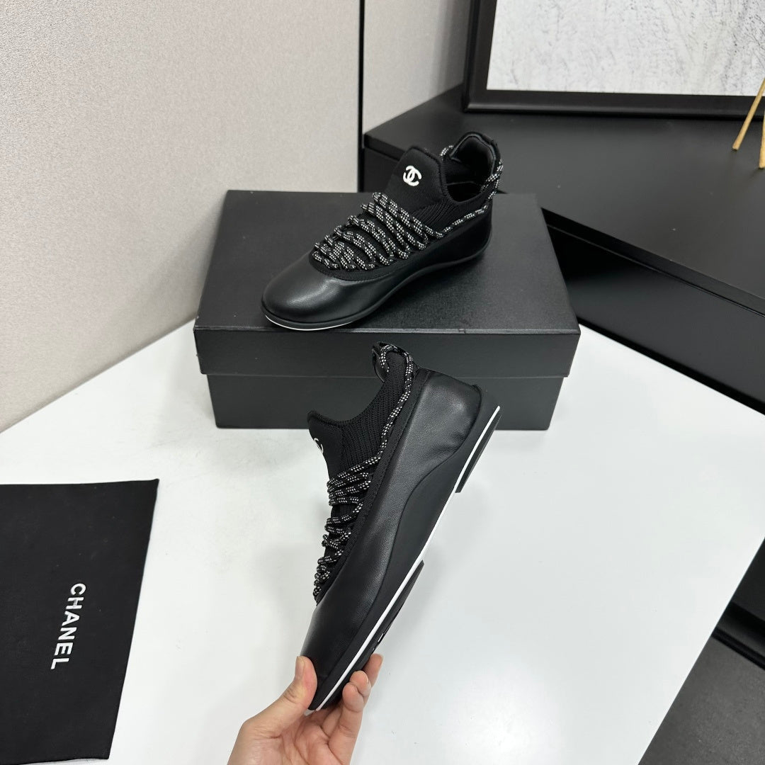 CHANEL 26S SNEAKERS IN BLACK CALFSKIN AND MESH