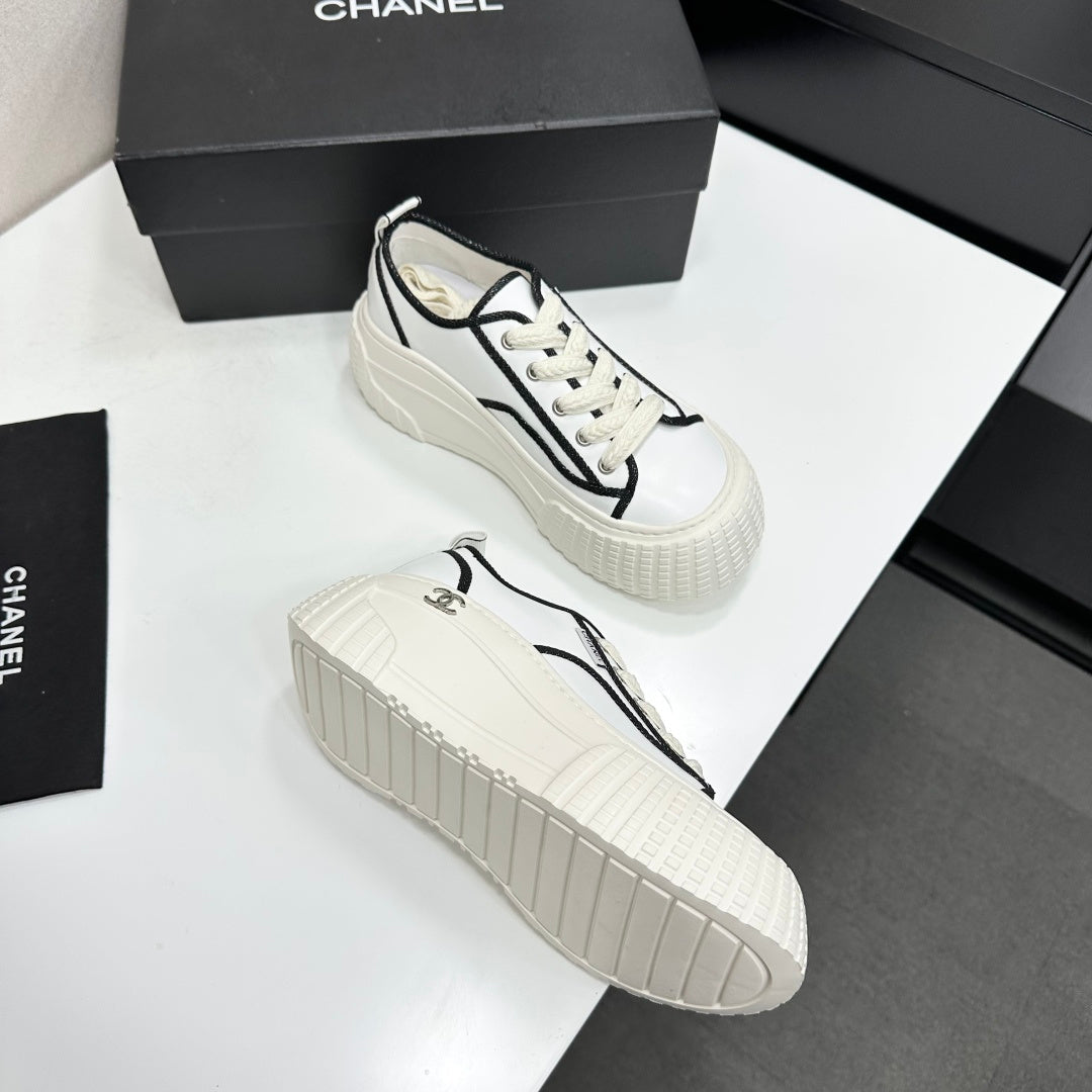 CHANEL 26S CHUNKY SNEAKERS IN WHITE CALFSKIN