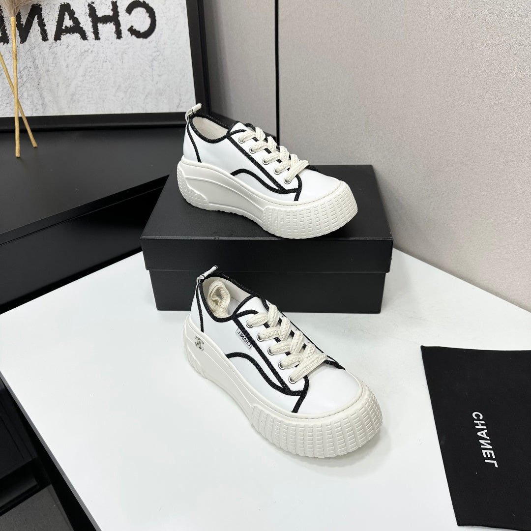 CHANEL 26S CHUNKY SNEAKERS IN WHITE CALFSKIN