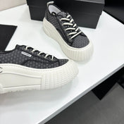 CHANEL 26S CHUNKY SNEAKERS IN BLACK CHECKERED WOVEN FABRIC