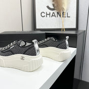 CHANEL 26S CHUNKY SNEAKERS IN BLACK CHECKERED WOVEN FABRIC