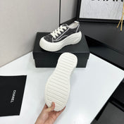 CHANEL 26S CHUNKY SNEAKERS IN GREY DIAMOND-PATTERNED WOVEN FABRIC