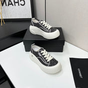 CHANEL 26S CHUNKY SNEAKERS IN GREY DIAMOND-PATTERNED WOVEN FABRIC