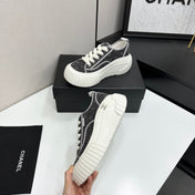 CHANEL 26S CHUNKY SNEAKERS IN GREY DIAMOND-PATTERNED WOVEN FABRIC