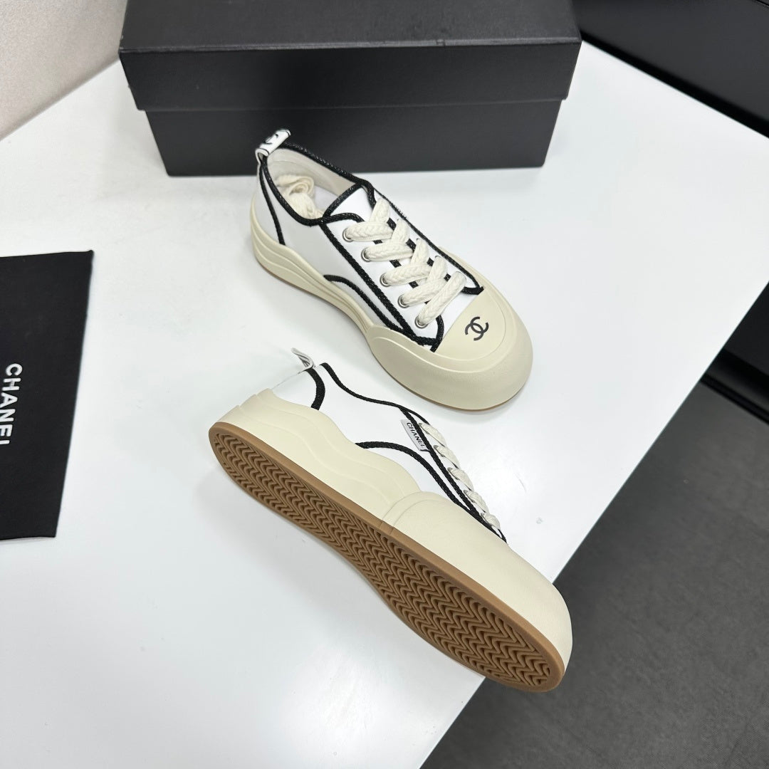 CHANEL 26S PLATFORM SNEAKERS IN WHITE CALFSKIN