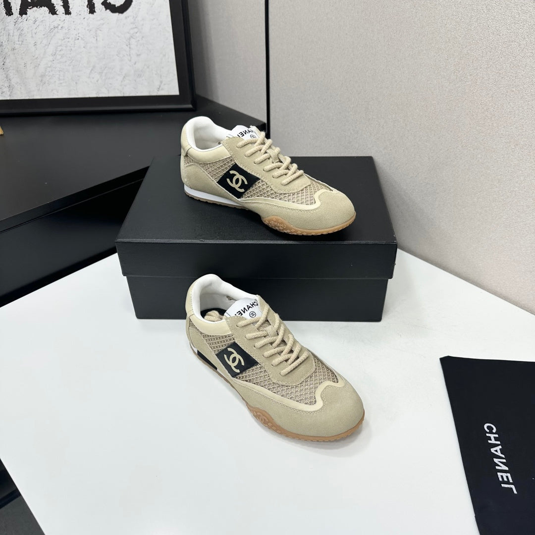 CHANEL 26S SNEAKERS IN BEIGE CALFSKIN AND MESH
