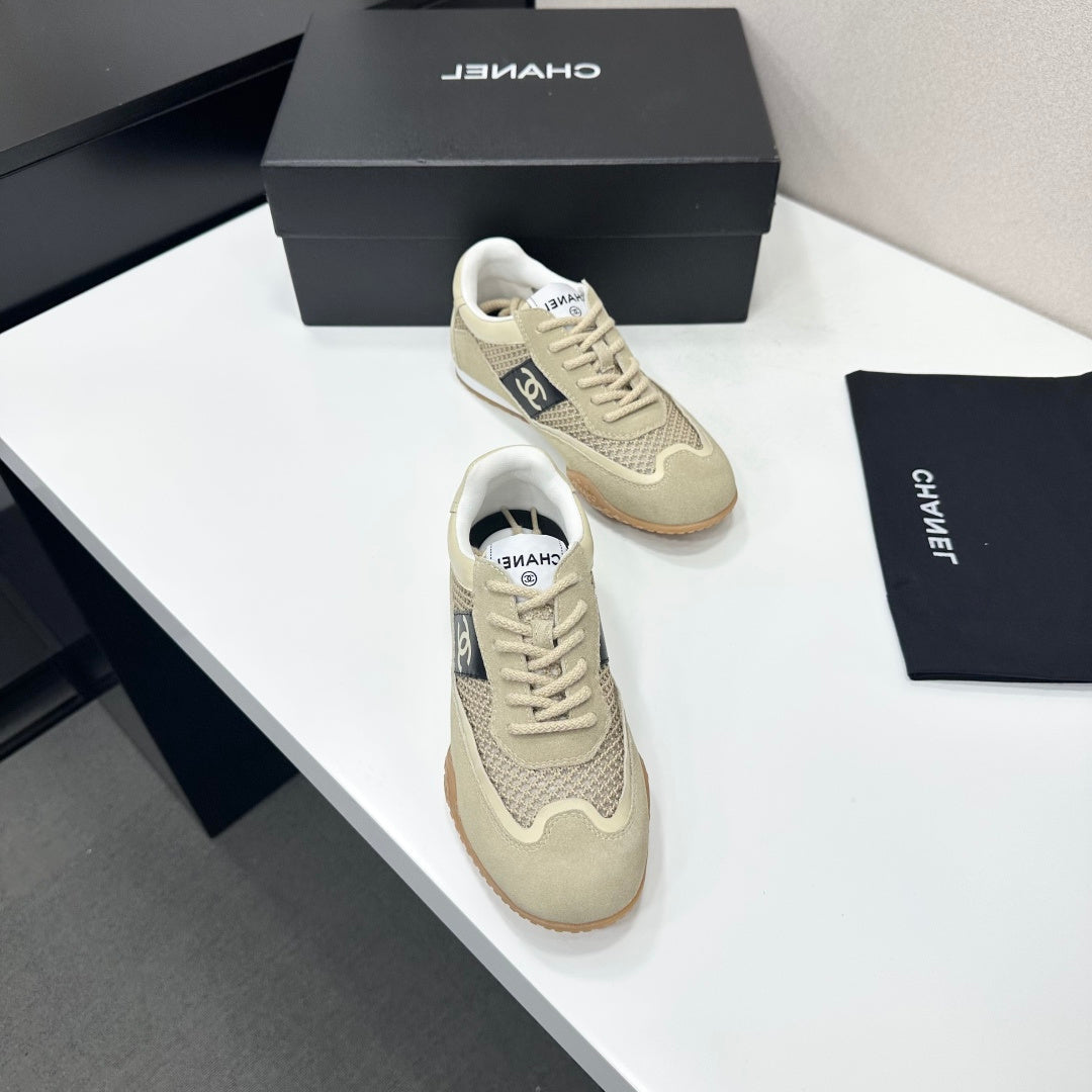 CHANEL 26S SNEAKERS IN BEIGE CALFSKIN AND MESH