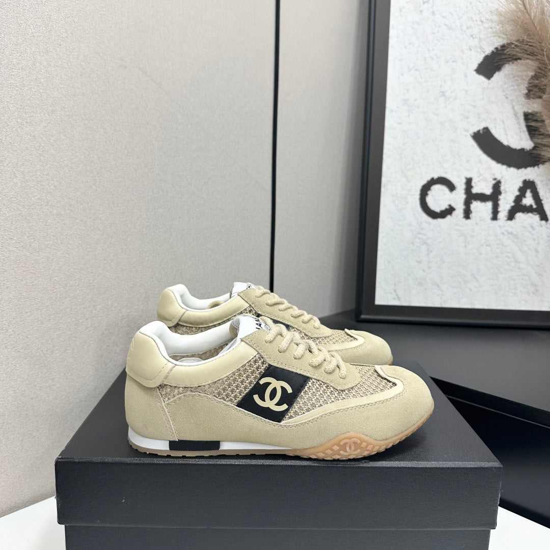 CHANEL 26S SNEAKERS IN BEIGE CALFSKIN AND MESH