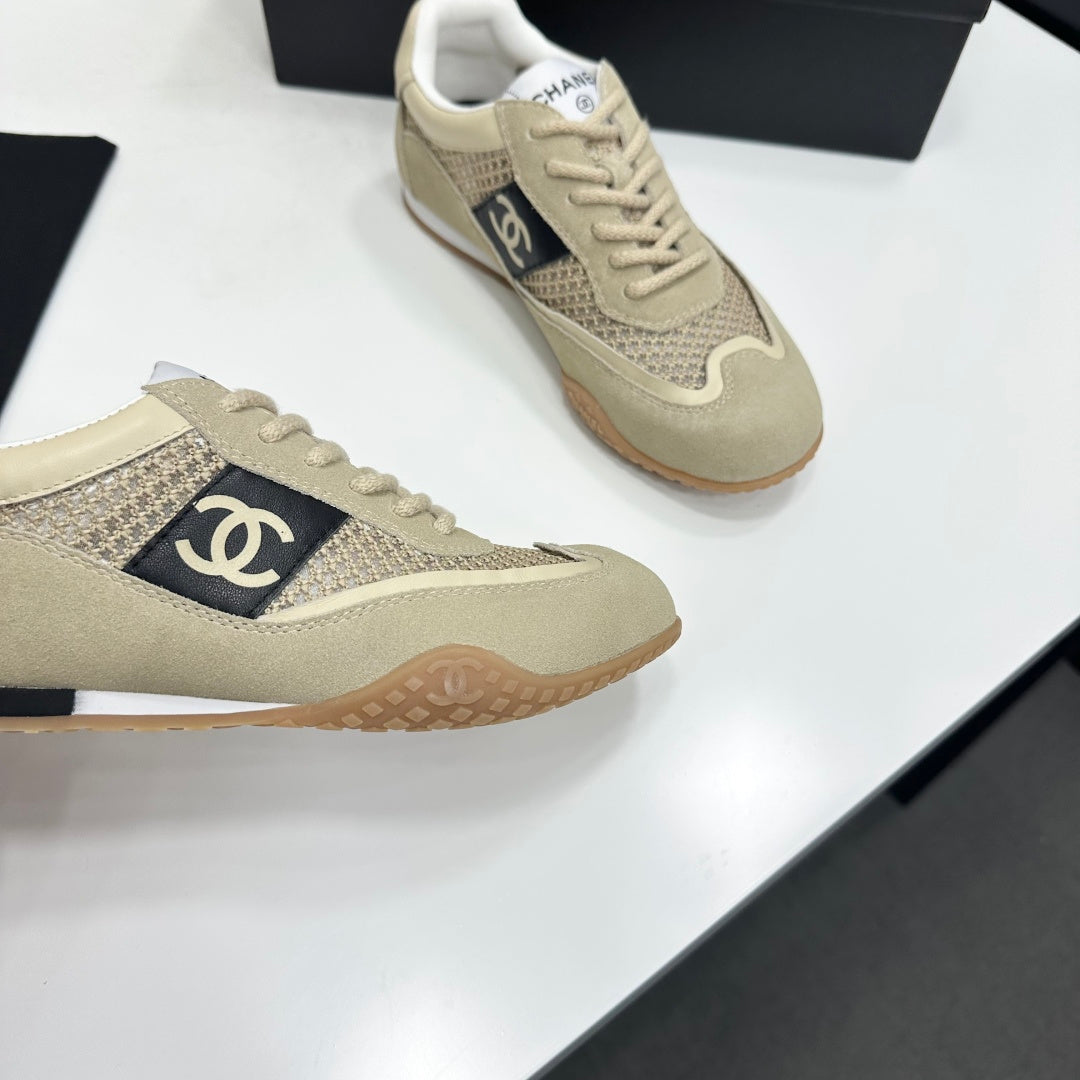 CHANEL 26S SNEAKERS IN BEIGE CALFSKIN AND MESH
