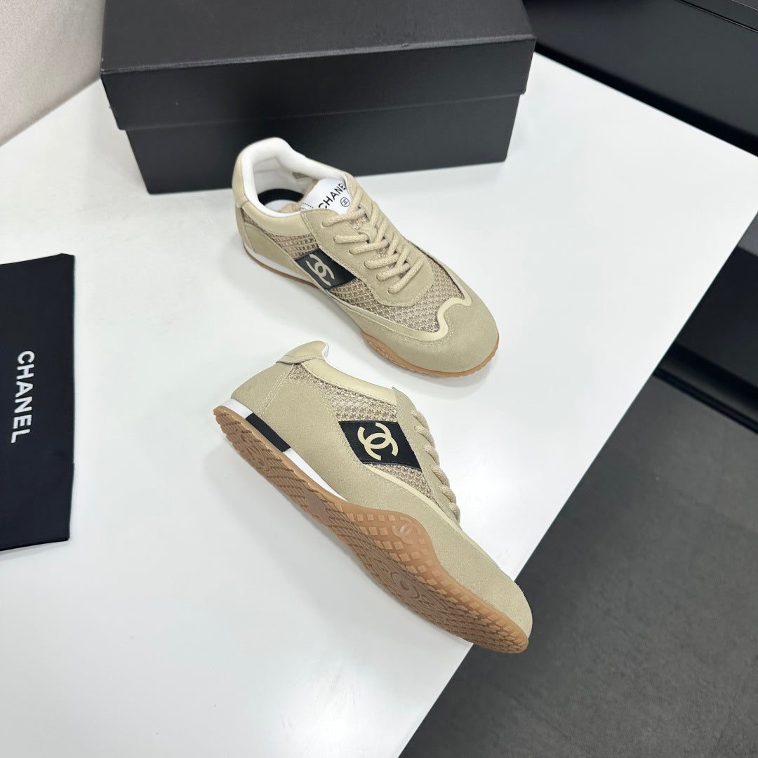 CHANEL 26S SNEAKERS IN BEIGE CALFSKIN AND MESH