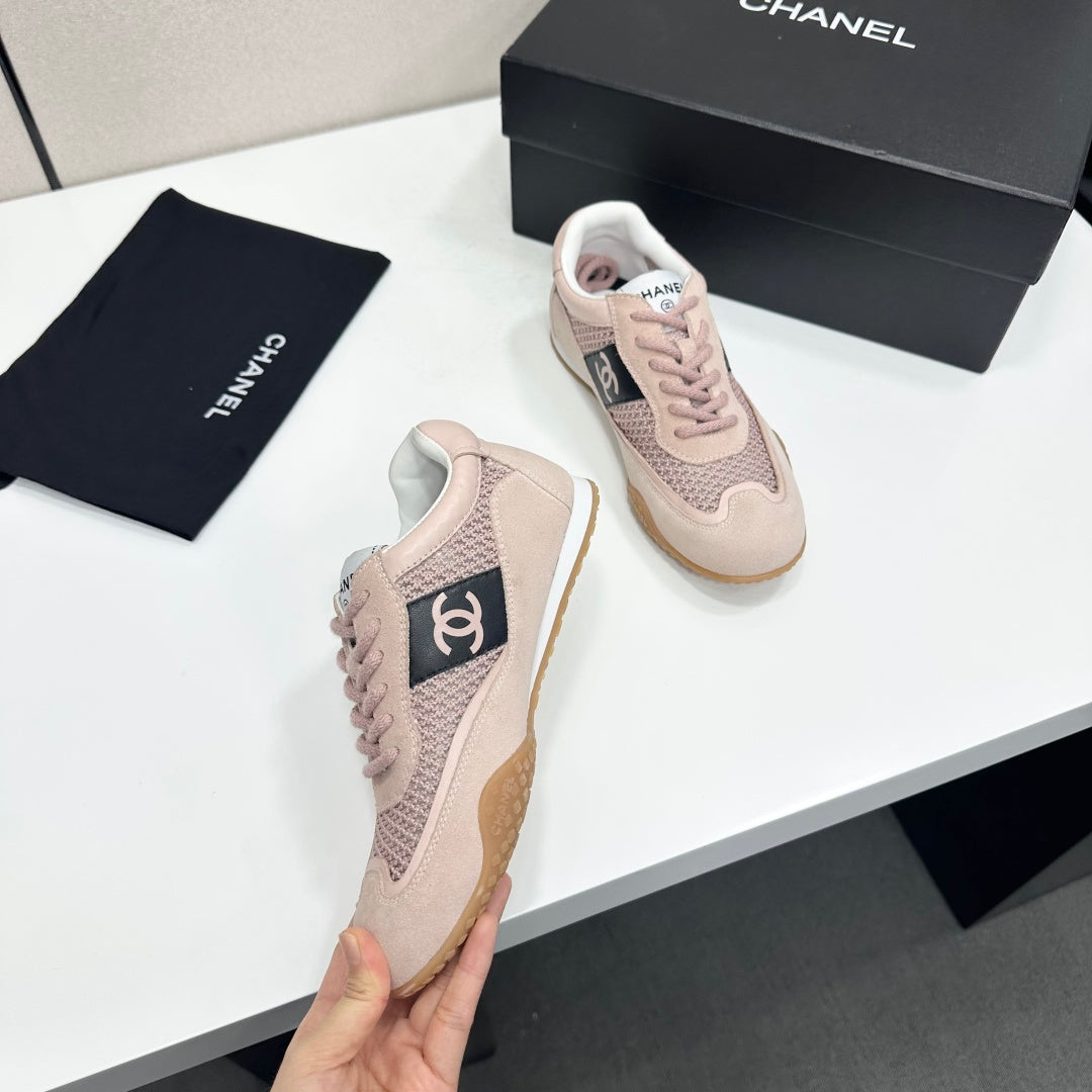 CHANEL 26S SNEAKERS IN LIGHT PINK CALFSKIN AND MESH