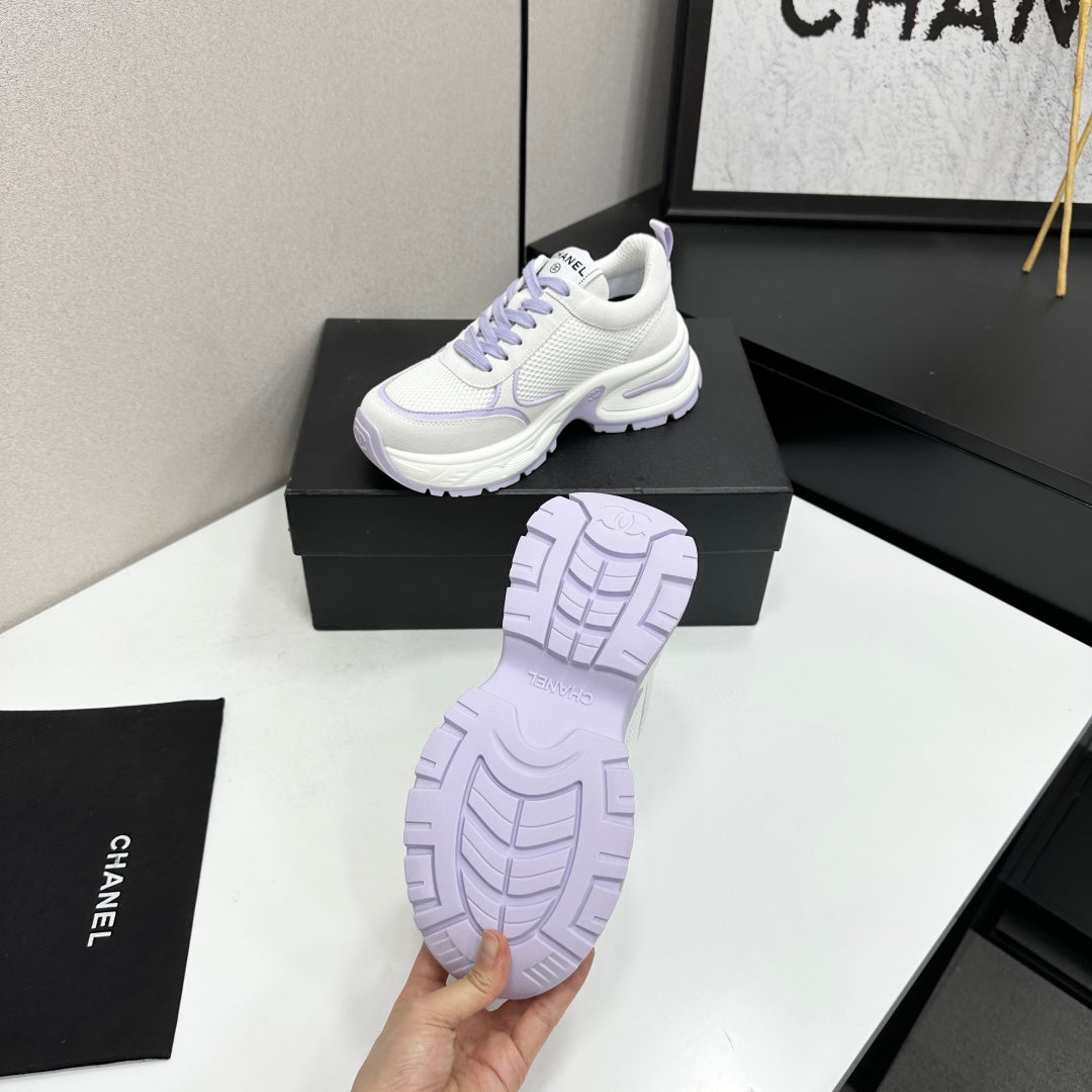 CHANEL 26S SNEAKERS IN WHITE AND LIGHT PURPLE CALFSKIN