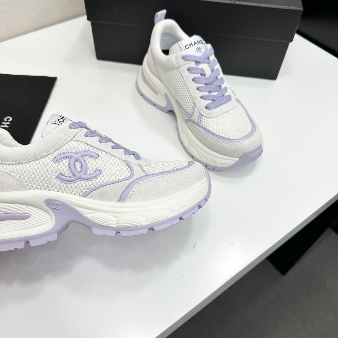 CHANEL 26S SNEAKERS IN WHITE AND LIGHT PURPLE CALFSKIN