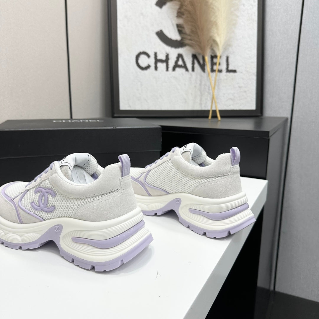 CHANEL 26S SNEAKERS IN WHITE AND LIGHT PURPLE CALFSKIN