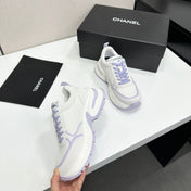 CHANEL 26S SNEAKERS IN WHITE AND LIGHT PURPLE CALFSKIN