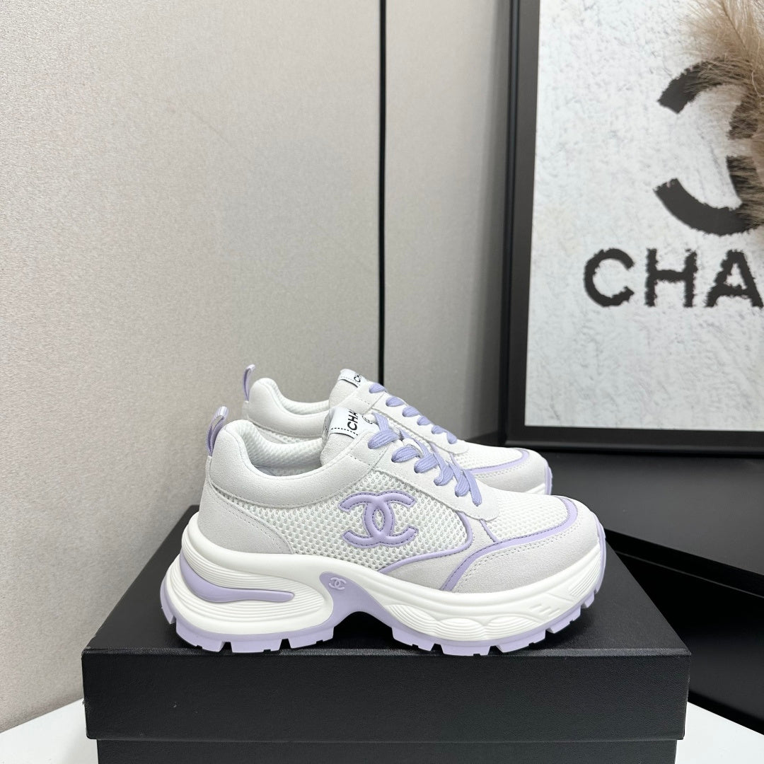 CHANEL 26S SNEAKERS IN WHITE AND LIGHT PURPLE CALFSKIN