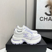CHANEL 26S SNEAKERS IN WHITE AND LIGHT PURPLE CALFSKIN