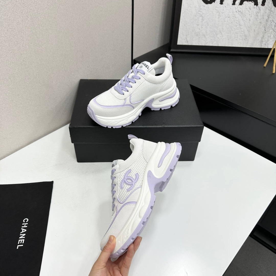 CHANEL 26S SNEAKERS IN WHITE AND LIGHT PURPLE CALFSKIN