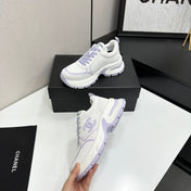 CHANEL 26S SNEAKERS IN WHITE AND LIGHT PURPLE CALFSKIN