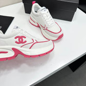CHANEL 26S SNEAKERS IN WHITE AND DARK PINK CALFSKIN