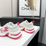 CHANEL 26S SNEAKERS IN WHITE AND DARK PINK CALFSKIN