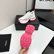 CHANEL 26S SNEAKERS IN WHITE AND DARK PINK CALFSKIN