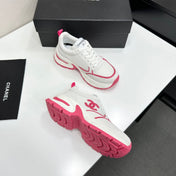 CHANEL 26S SNEAKERS IN WHITE AND DARK PINK CALFSKIN