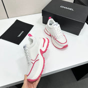 CHANEL 26S SNEAKERS IN WHITE AND DARK PINK CALFSKIN