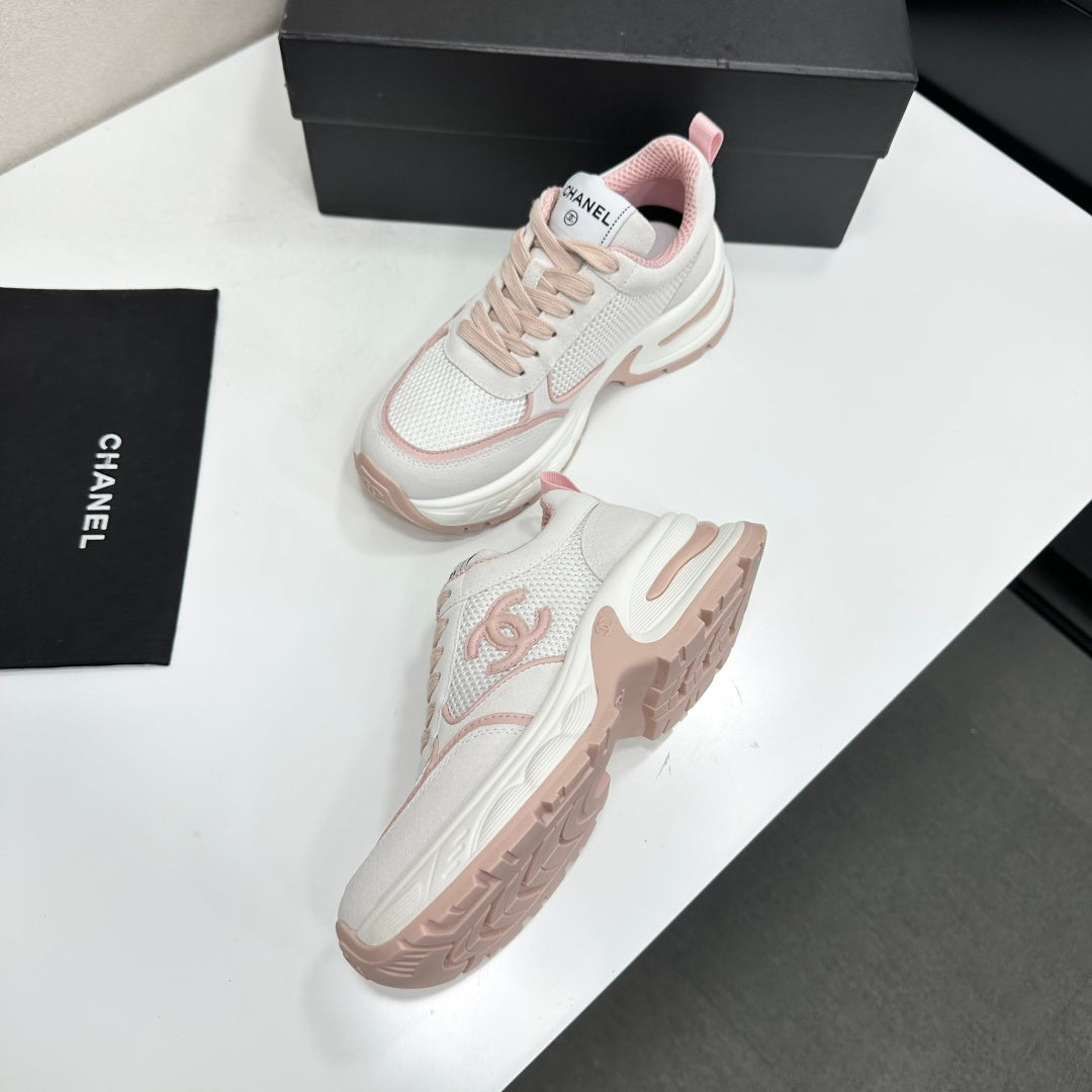 CHANEL 26S SNEAKERS IN WHITE AND PINK CALFSKIN